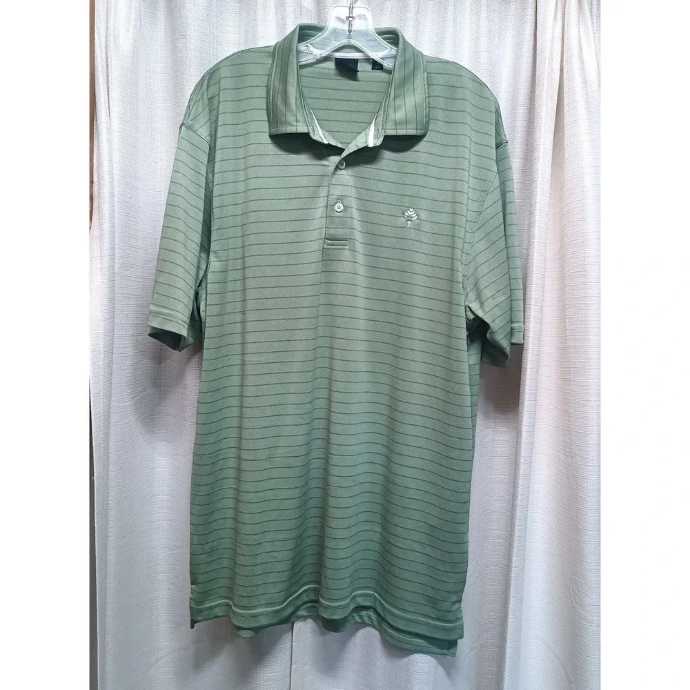 Dunning Golf Men's Size XL Green Striped‎ Golf Polo Outdoor Made In India